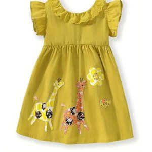Giraffe Girls Short Sleeve Lace Collar Dress